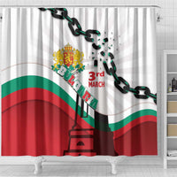 Bulgaria Liberation Day Shower Curtain Happy 3rd March Shipka Monument Curve Flag