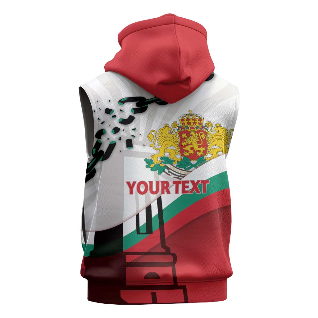Personalized Bulgaria Liberation Day Sleeveless Zip Hoodie Happy 3rd March Shipka Monument Curve Flag