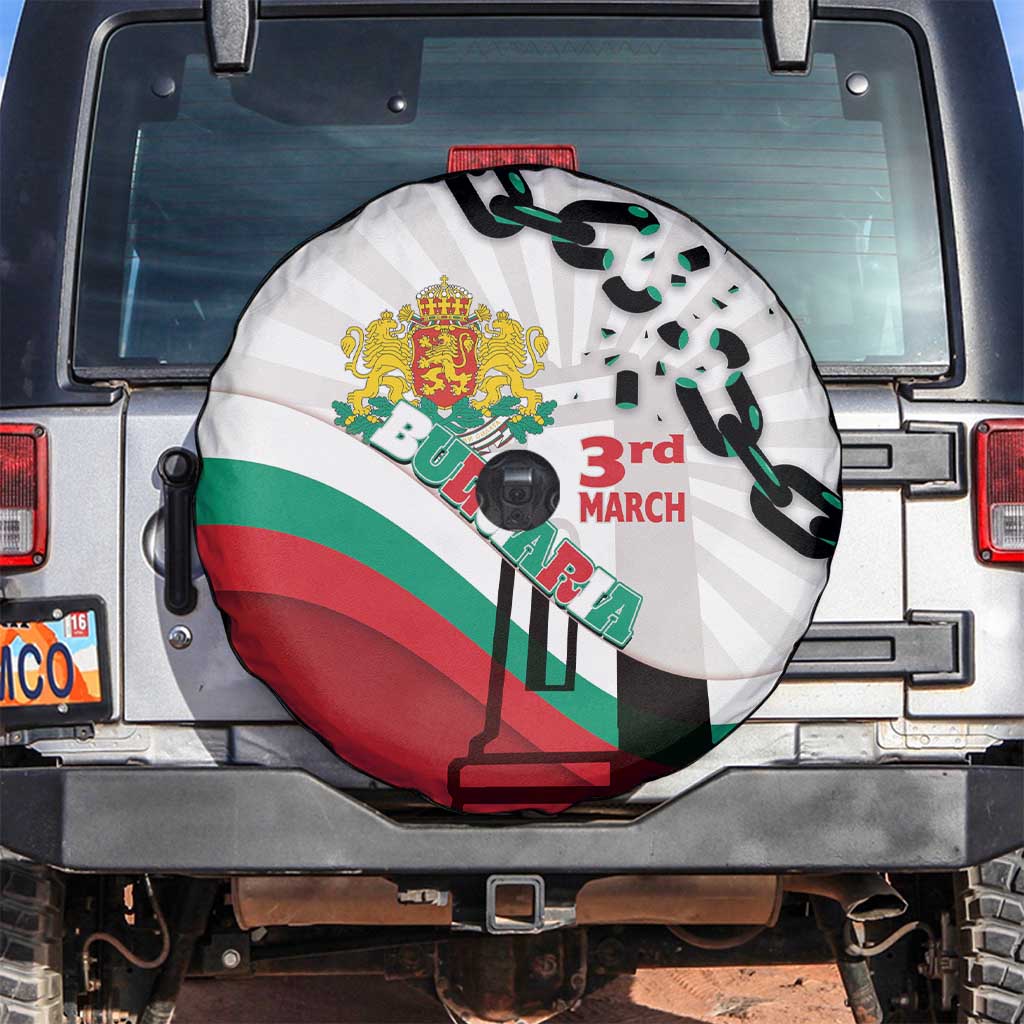Bulgaria Liberation Day Spare Tire Cover Happy 3rd March Shipka Monument Curve Flag