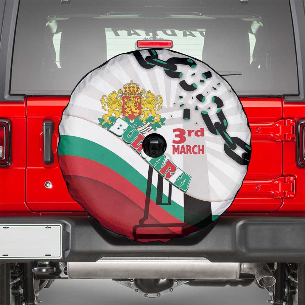Bulgaria Liberation Day Spare Tire Cover Happy 3rd March Shipka Monument Curve Flag