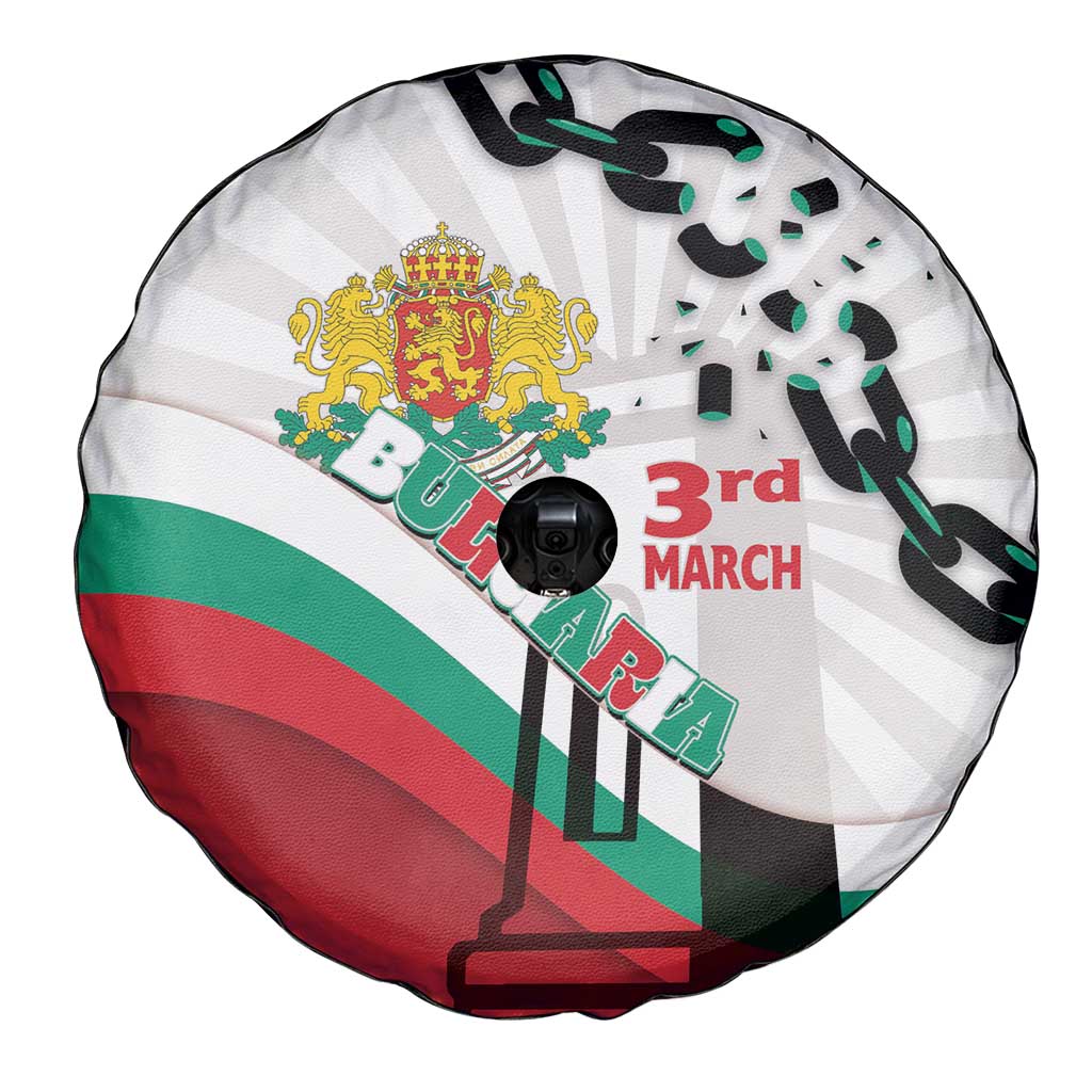 Bulgaria Liberation Day Spare Tire Cover Happy 3rd March Shipka Monument Curve Flag
