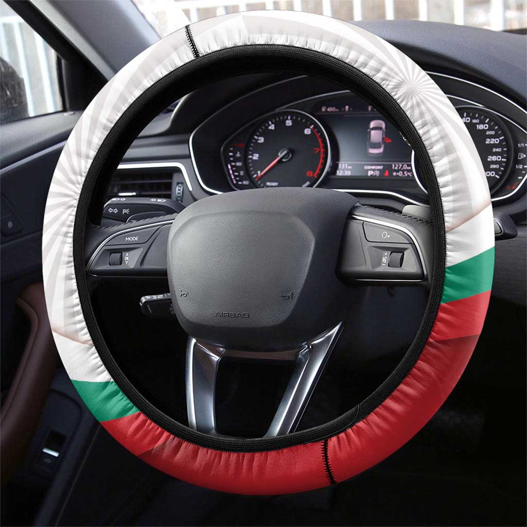 Bulgaria Liberation Day Steering Wheel Cover Happy 3rd March Shipka Monument Curve Flag