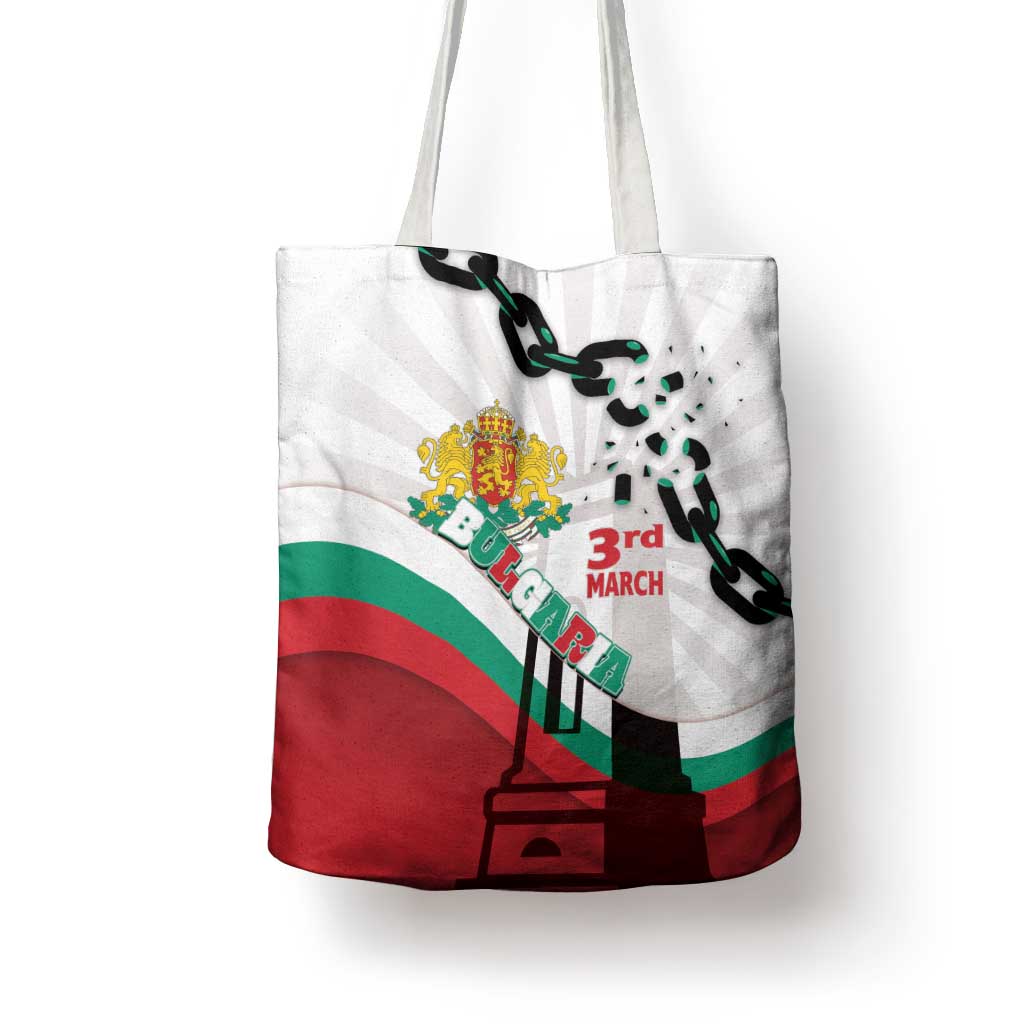 Bulgaria Liberation Day Tote Bag Happy 3rd March Shipka Monument Curve Flag