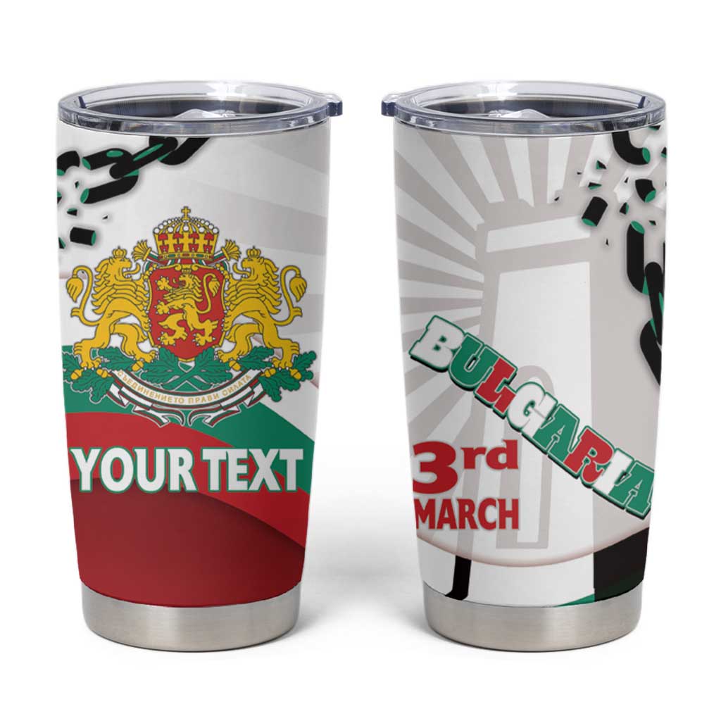 Personalized Bulgaria Liberation Day Tumbler Cup Happy 3rd March Shipka Monument Curve Flag