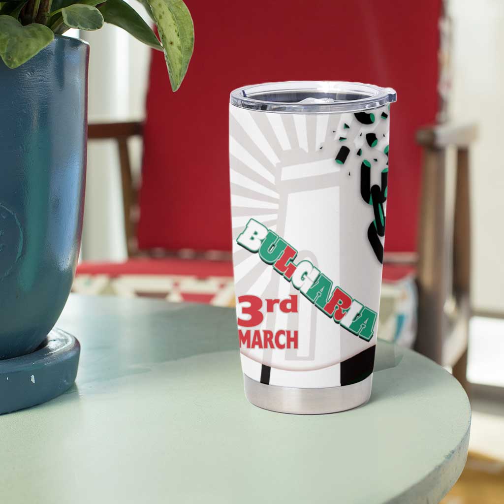 Personalized Bulgaria Liberation Day Tumbler Cup Happy 3rd March Shipka Monument Curve Flag