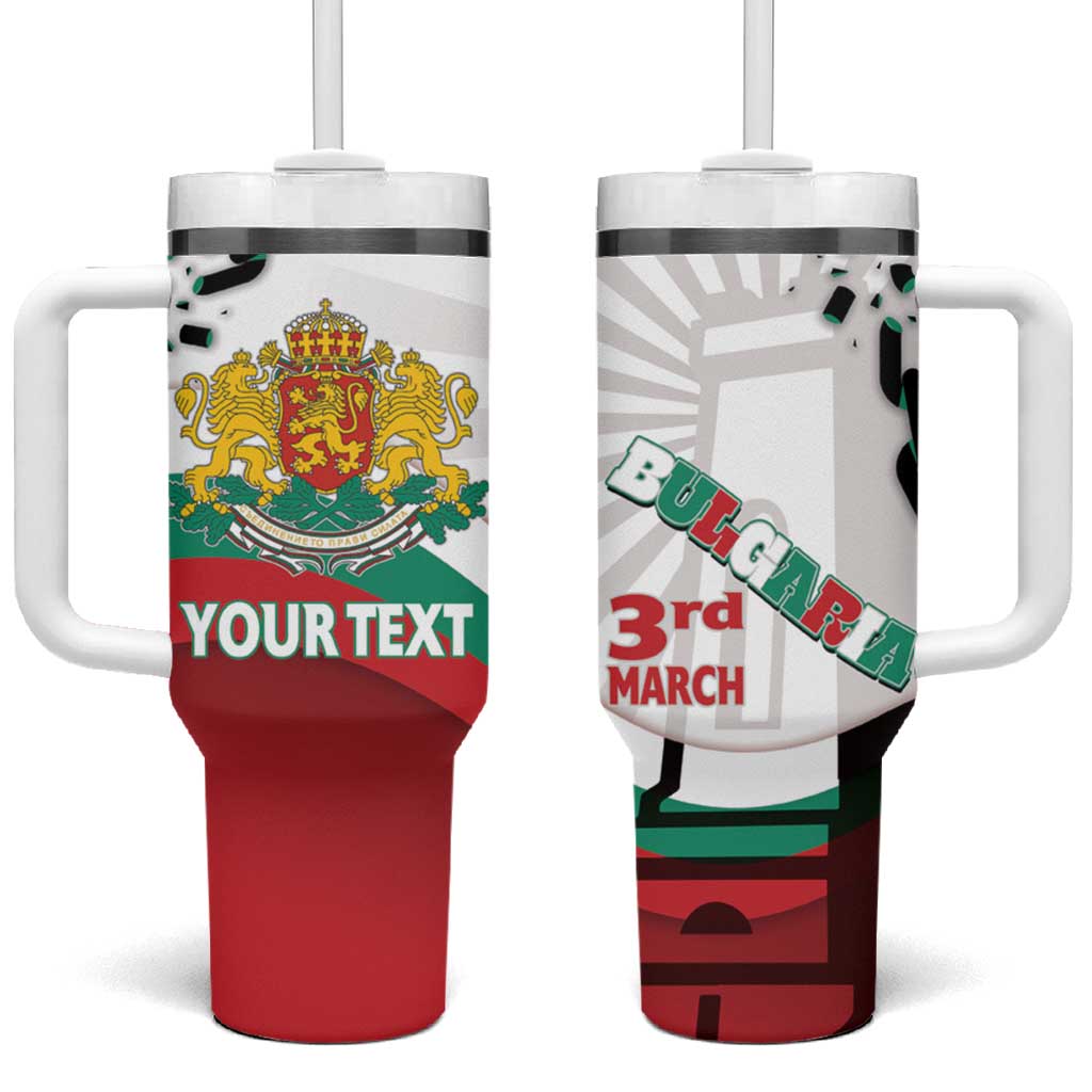 Personalized Bulgaria Liberation Day Tumbler With Handle Happy 3rd March Shipka Monument Curve Flag