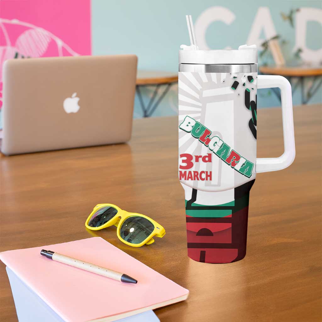 Personalized Bulgaria Liberation Day Tumbler With Handle Happy 3rd March Shipka Monument Curve Flag