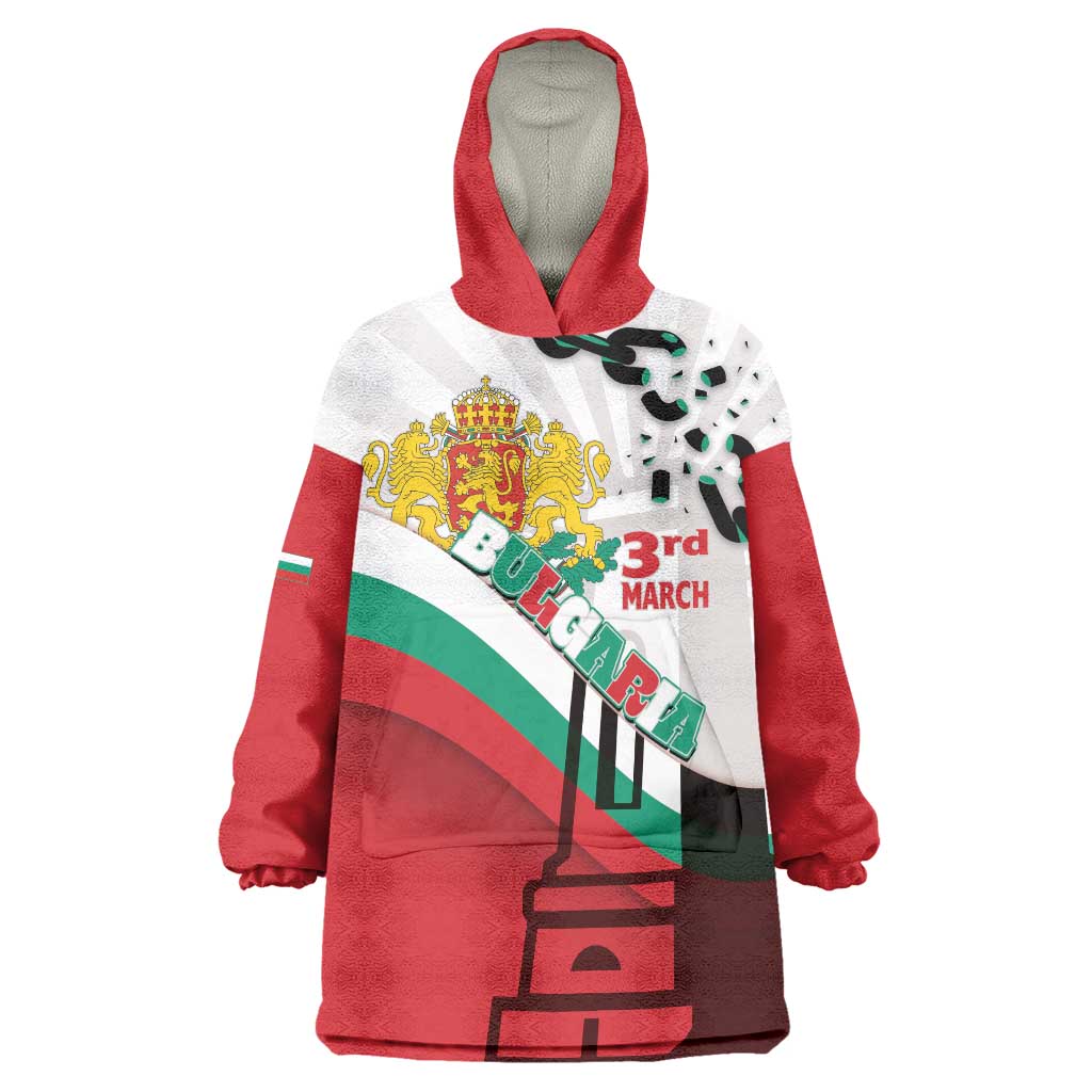 Personalized Bulgaria Liberation Day Wearable Blanket Hoodie Happy 3rd March Shipka Monument Curve Flag