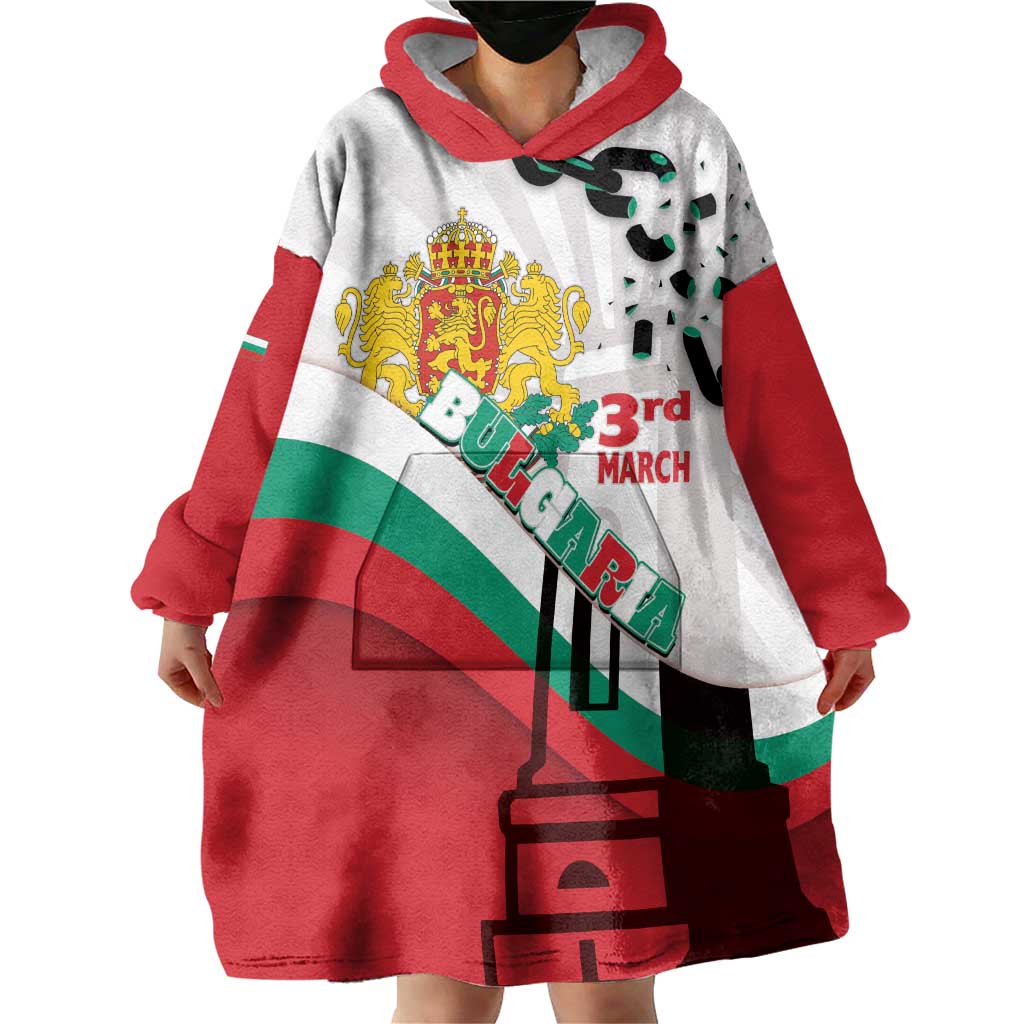 Personalized Bulgaria Liberation Day Wearable Blanket Hoodie Happy 3rd March Shipka Monument Curve Flag