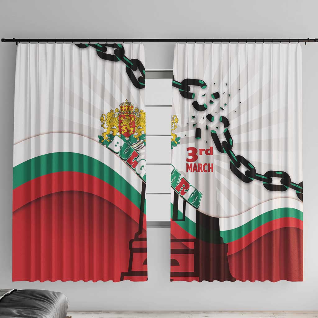 Bulgaria Liberation Day Window Curtain Happy 3rd March Shipka Monument Curve Flag