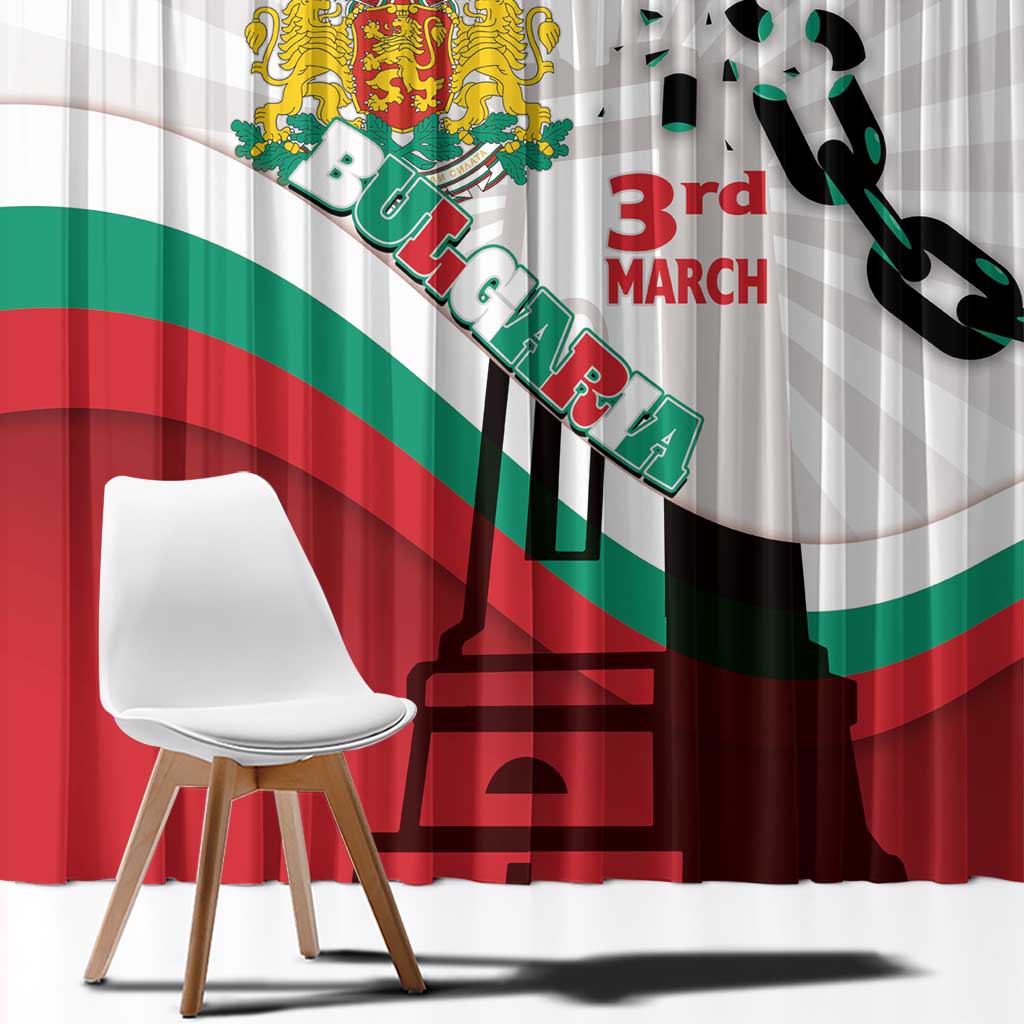 Bulgaria Liberation Day Window Curtain Happy 3rd March Shipka Monument Curve Flag