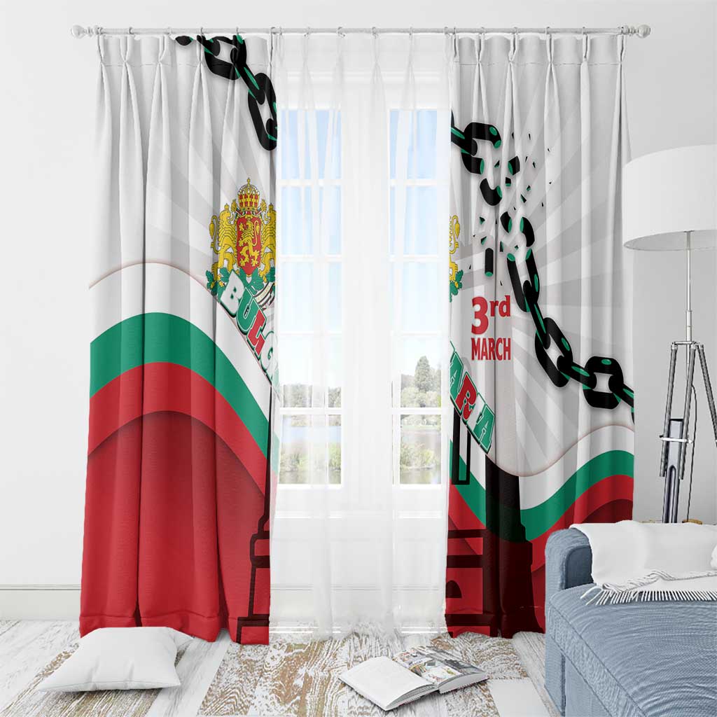 Bulgaria Liberation Day Window Curtain Happy 3rd March Shipka Monument Curve Flag