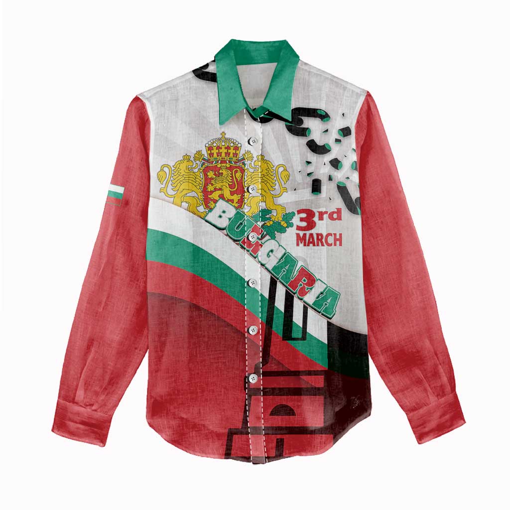 Personalized Bulgaria Liberation Day Women Casual Shirt Happy 3rd March Shipka Monument Curve Flag