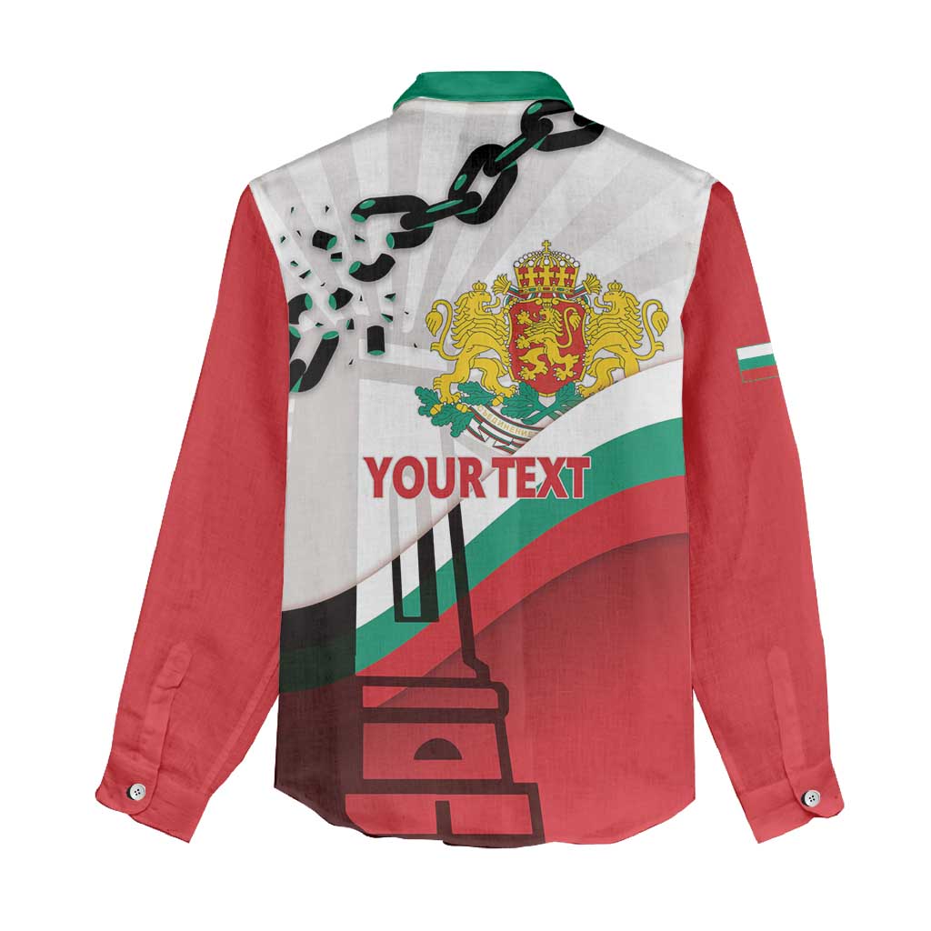 Personalized Bulgaria Liberation Day Women Casual Shirt Happy 3rd March Shipka Monument Curve Flag
