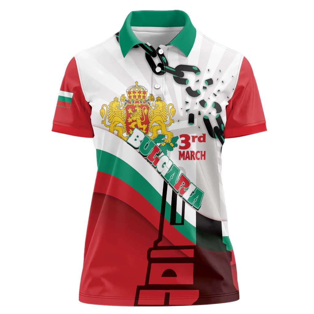 Personalized Bulgaria Liberation Day Women Polo Shirt Happy 3rd March Shipka Monument Curve Flag
