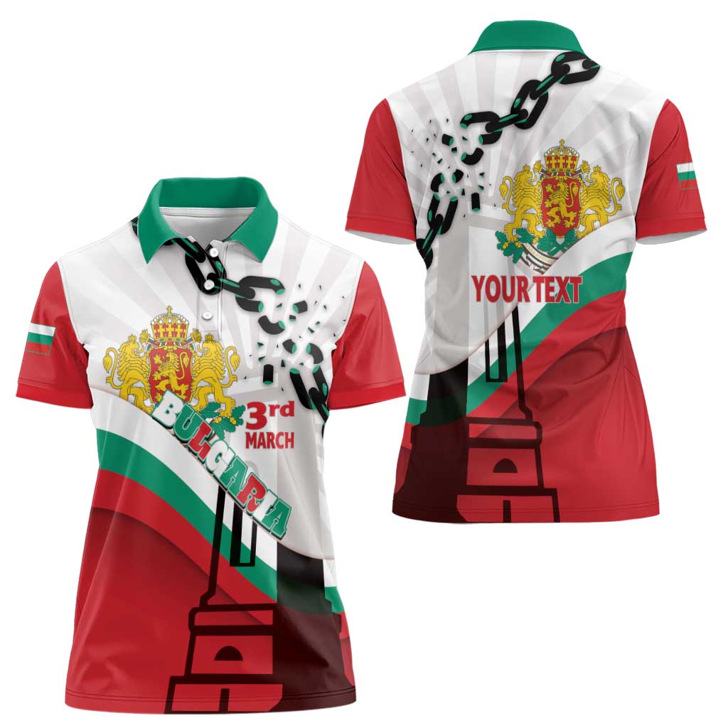 Personalized Bulgaria Liberation Day Women Polo Shirt Happy 3rd March Shipka Monument Curve Flag