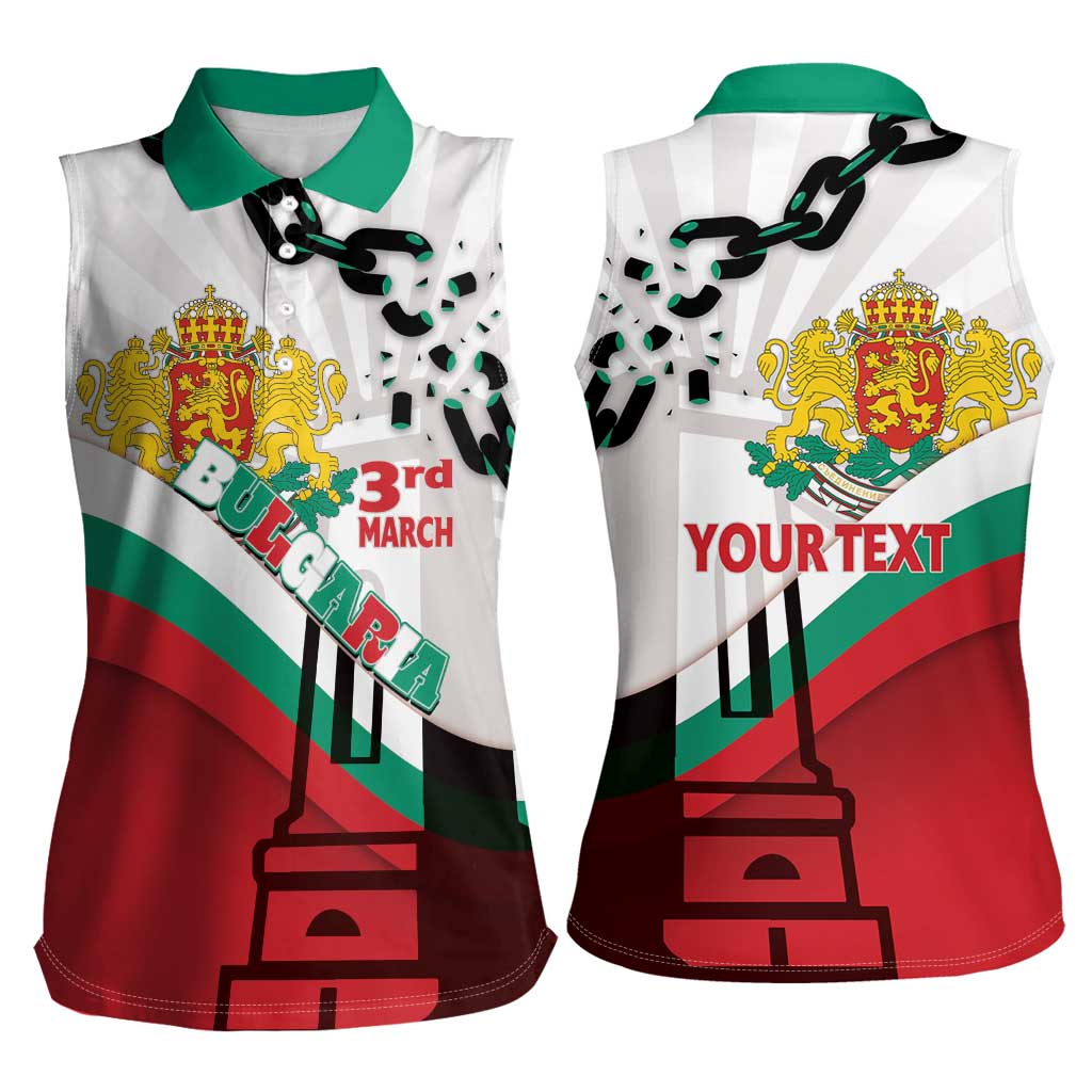 Personalized Bulgaria Liberation Day Women Sleeveless Polo Shirt Happy 3rd March Shipka Monument Curve Flag
