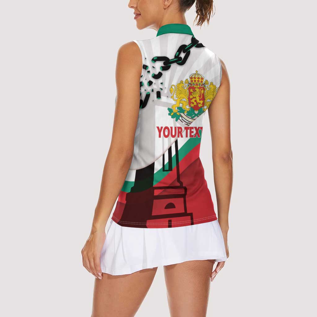 Personalized Bulgaria Liberation Day Women Sleeveless Polo Shirt Happy 3rd March Shipka Monument Curve Flag