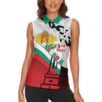 Personalized Bulgaria Liberation Day Women Sleeveless Polo Shirt Happy 3rd March Shipka Monument Curve Flag