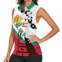 Personalized Bulgaria Liberation Day Women Sleeveless Polo Shirt Happy 3rd March Shipka Monument Curve Flag