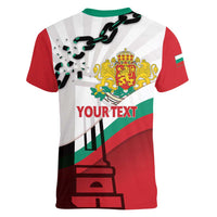 Personalized Bulgaria Liberation Day Women V-Neck T-Shirt Happy 3rd March Shipka Monument Curve Flag