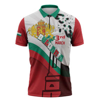 Personalized Bulgaria Liberation Day Zipper Polo Shirt Happy 3rd March Shipka Monument Curve Flag