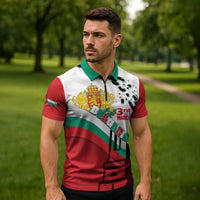 Personalized Bulgaria Liberation Day Zipper Polo Shirt Happy 3rd March Shipka Monument Curve Flag