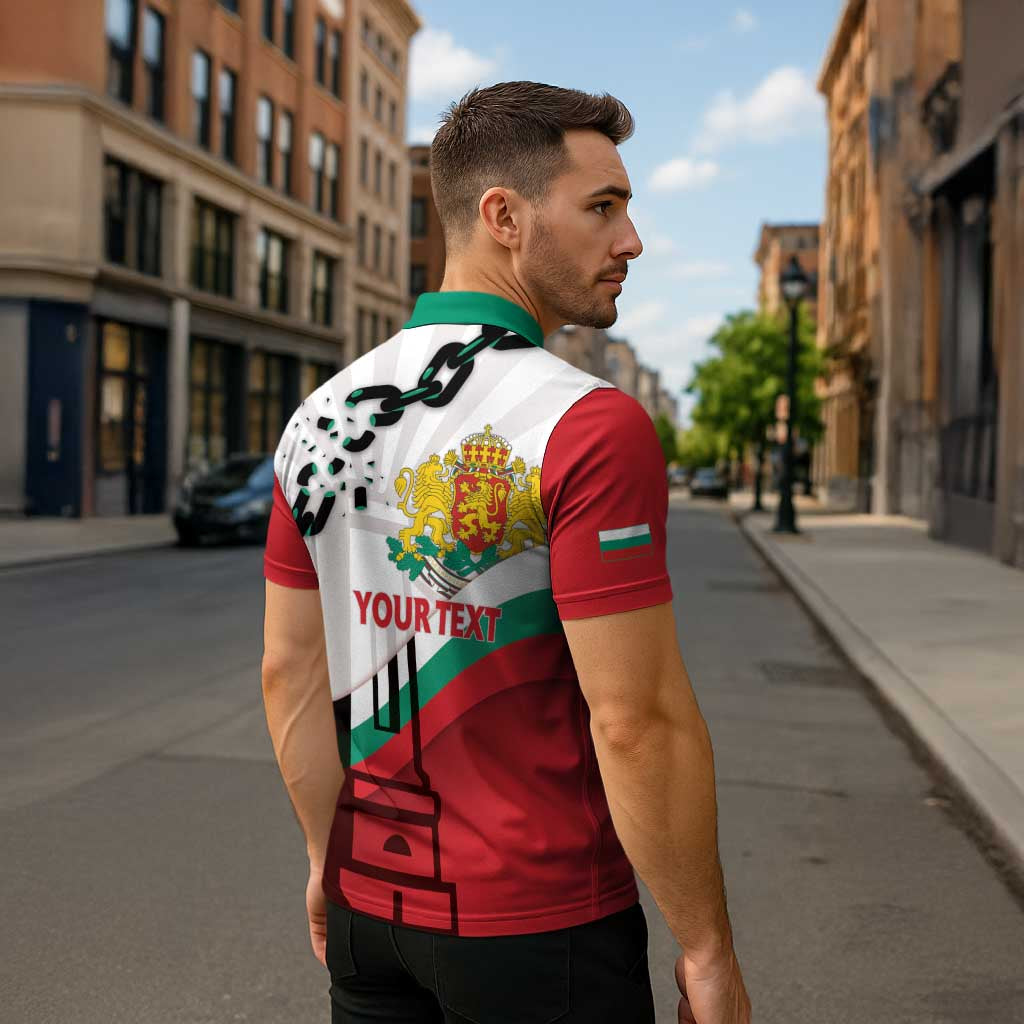 Personalized Bulgaria Liberation Day Zipper Polo Shirt Happy 3rd March Shipka Monument Curve Flag