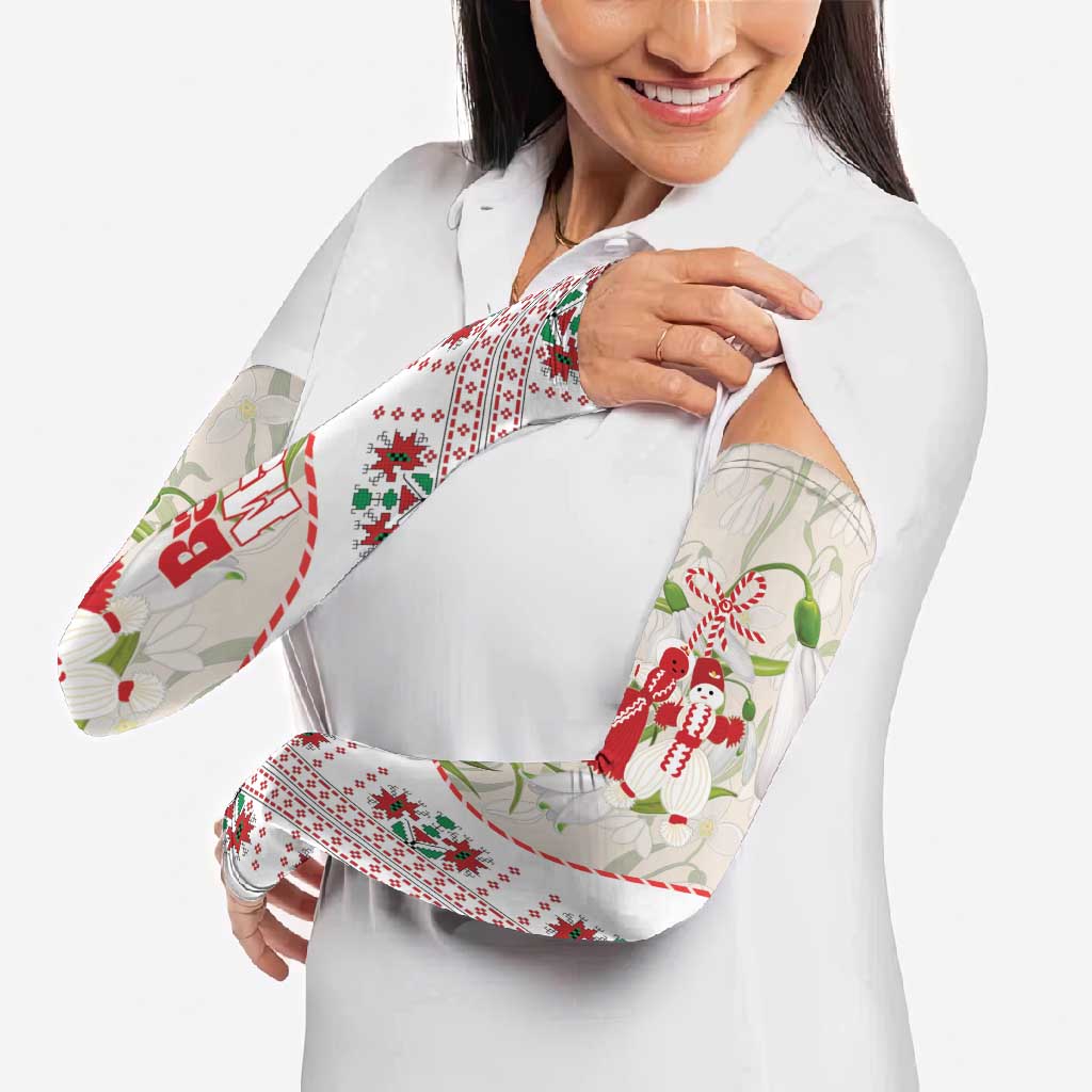 Baba Marta Bulgaria Arm Sleeves Martenitsa Snowdrop Shevitsa Folk Pattern