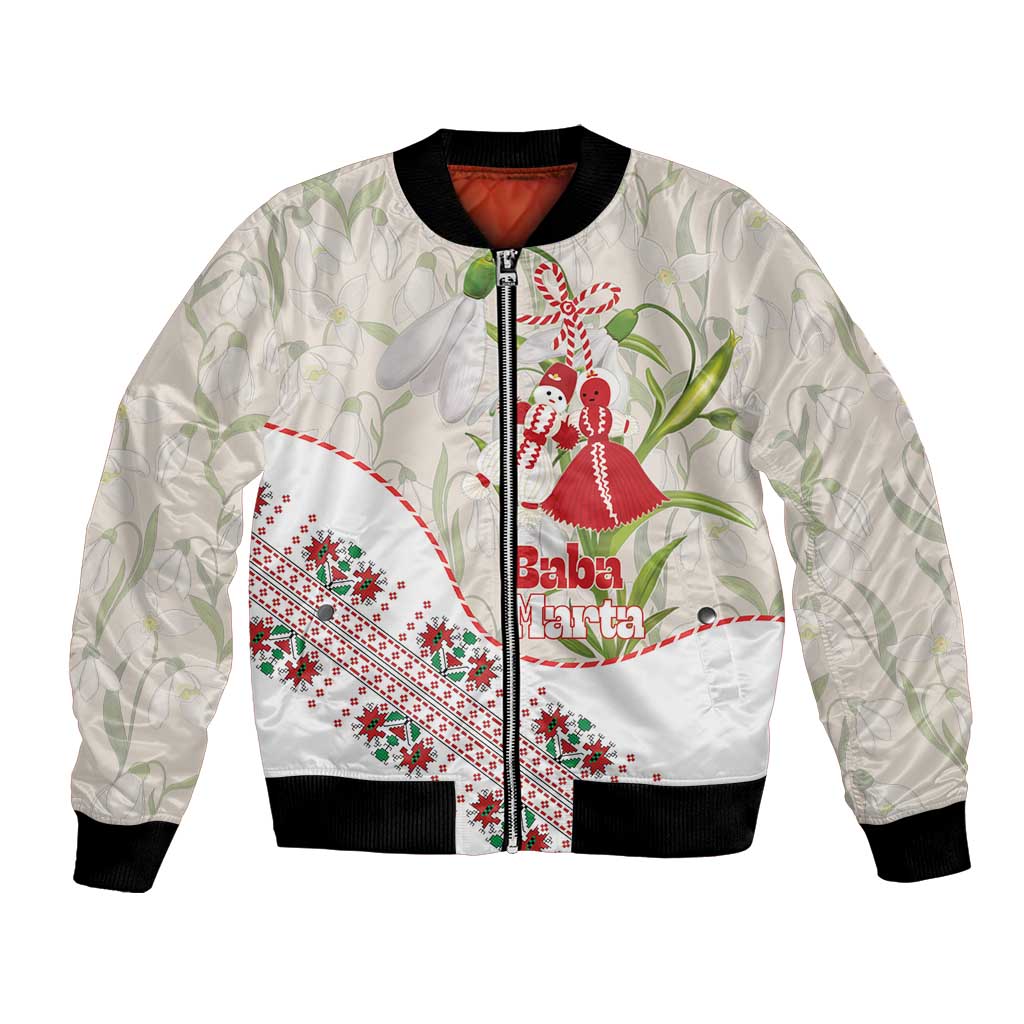 Baba Marta Bulgaria Bomber Jacket Martenitsa Snowdrop Shevitsa Folk Pattern