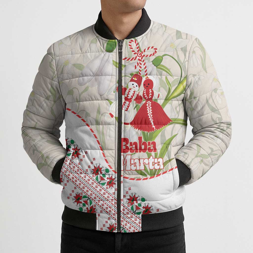 Baba Marta Bulgaria Bomber Puffer Jacket Martenitsa Snowdrop Shevitsa Folk Pattern