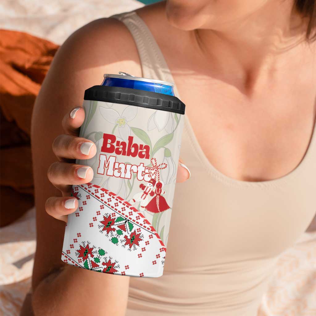 Baba Marta Bulgaria 4 in 1 Can Cooler Tumbler Martenitsa Snowdrop Shevitsa Folk Pattern