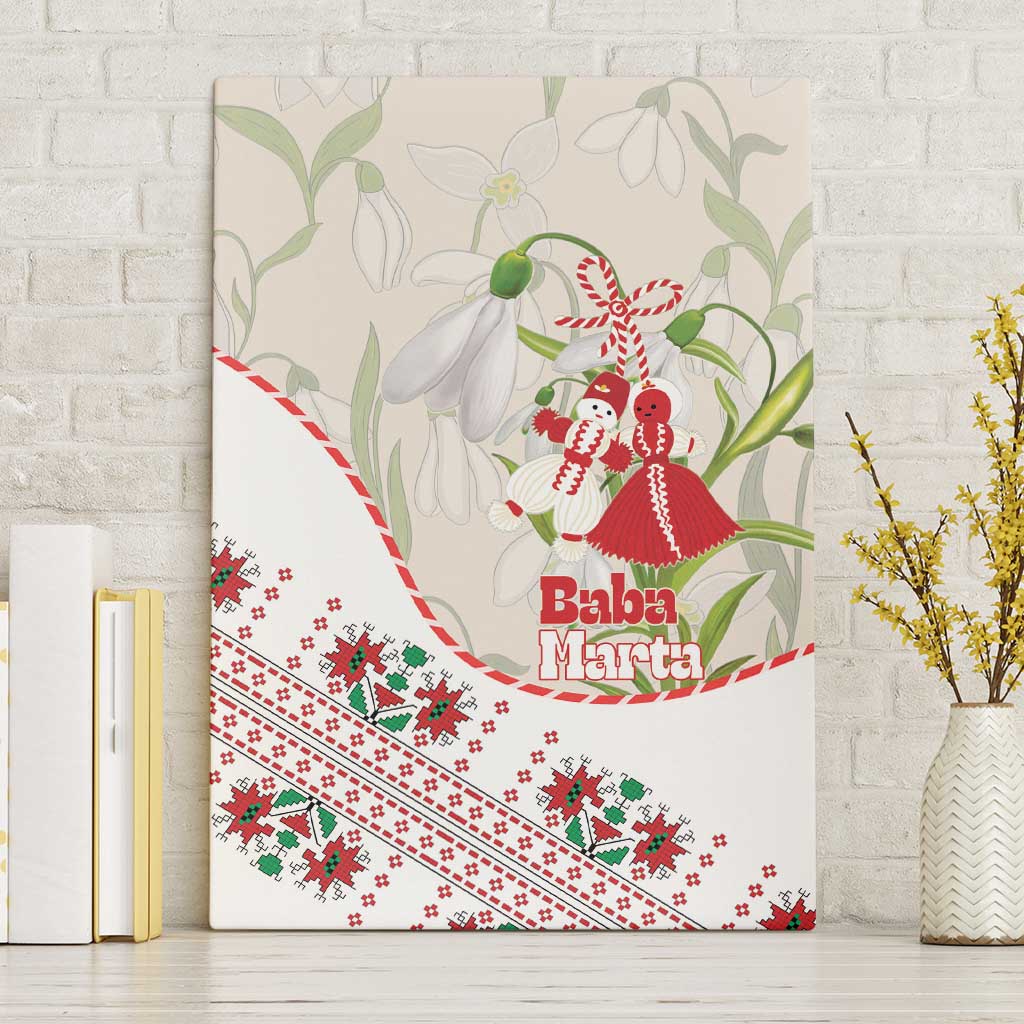 Baba Marta Bulgaria Canvas Wall Art Martenitsa Snowdrop Shevitsa Folk Pattern