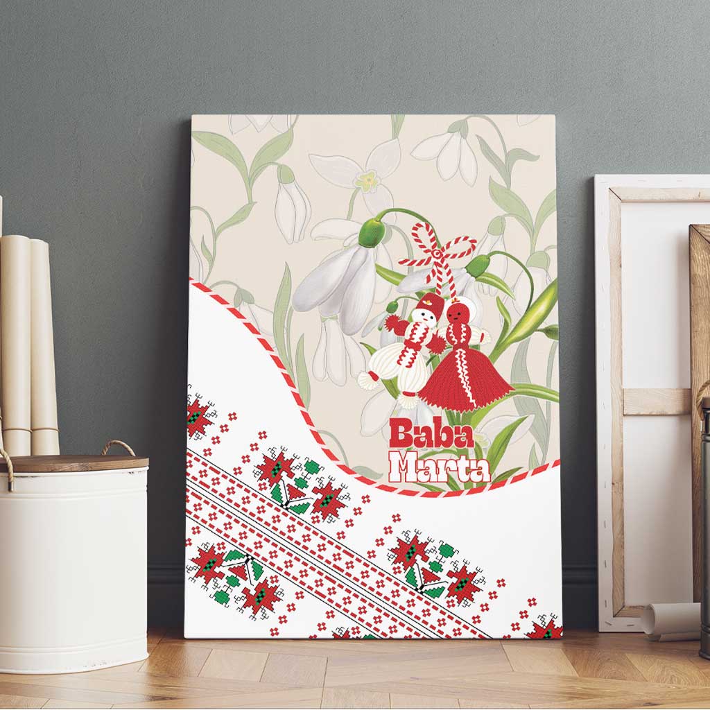 Baba Marta Bulgaria Canvas Wall Art Martenitsa Snowdrop Shevitsa Folk Pattern