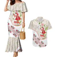 Baba Marta Bulgaria Couples Matching Mermaid Dress and Hawaiian Shirt Martenitsa Snowdrop Shevitsa Folk Pattern