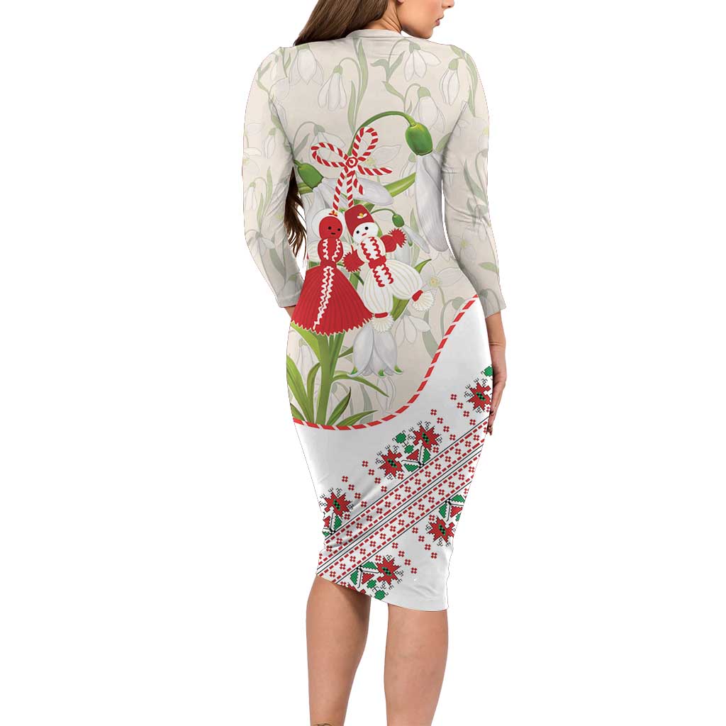 Baba Marta Bulgaria Family Matching Long Sleeve Bodycon Dress and Hawaiian Shirt Martenitsa Snowdrop Shevitsa Folk Pattern