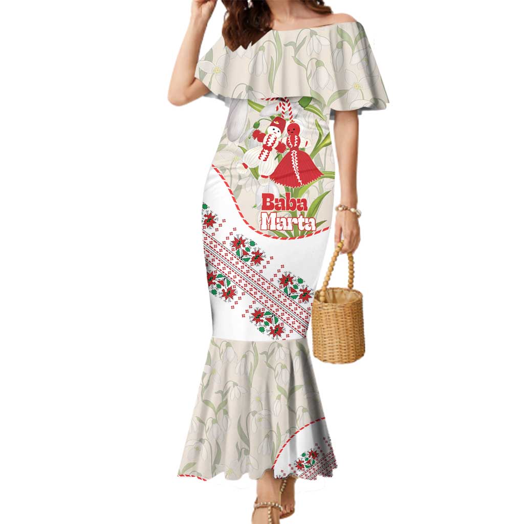 Baba Marta Bulgaria Family Matching Mermaid Dress and Hawaiian Shirt Martenitsa Snowdrop Shevitsa Folk Pattern