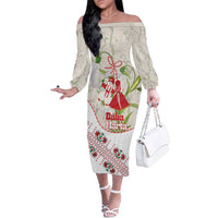 Baba Marta Bulgaria Family Matching Off The Shoulder Long Sleeve Dress and Hawaiian Shirt Martenitsa Snowdrop Shevitsa Folk Pattern