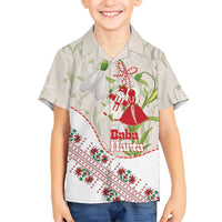 Baba Marta Bulgaria Family Matching Off The Shoulder Long Sleeve Dress and Hawaiian Shirt Martenitsa Snowdrop Shevitsa Folk Pattern