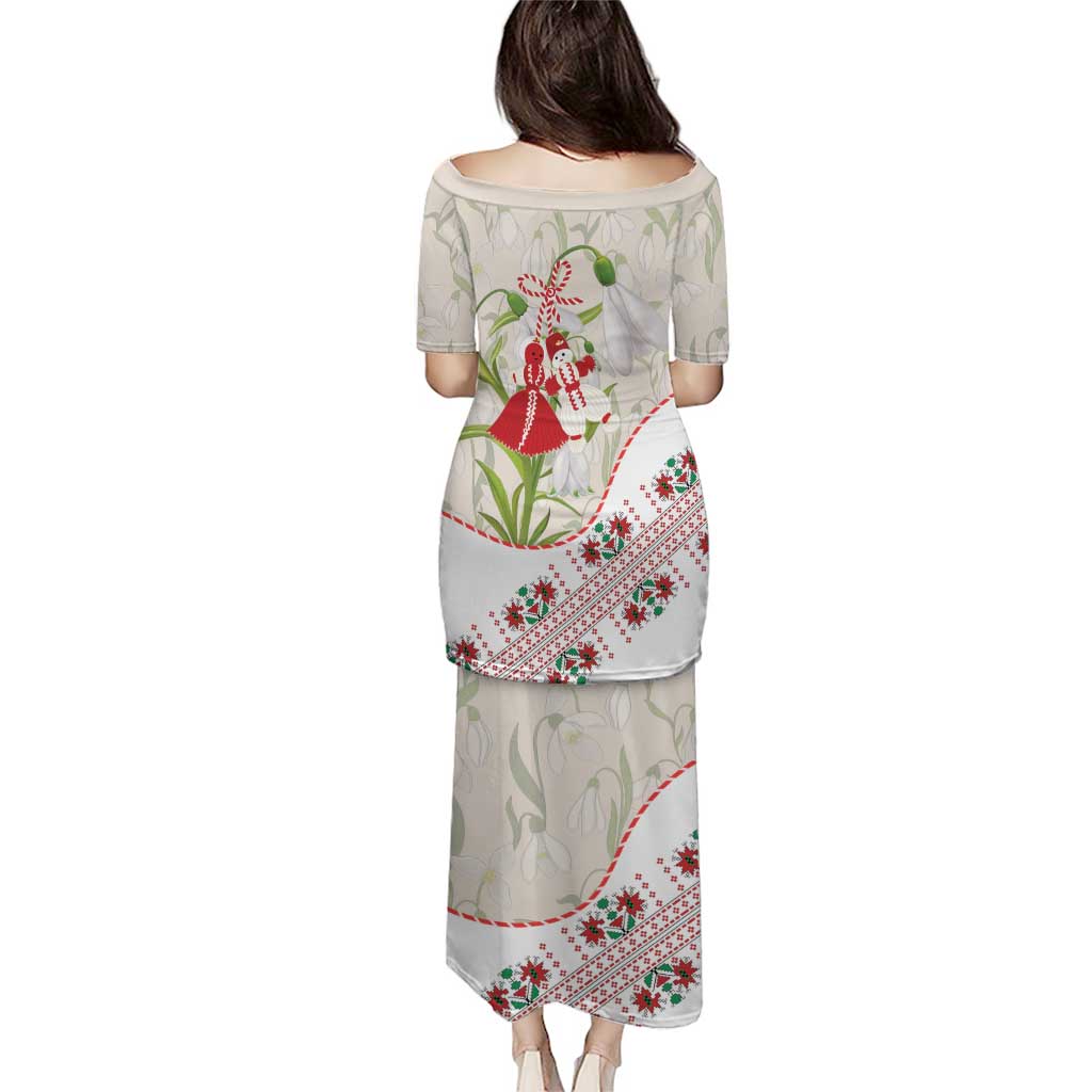 Baba Marta Bulgaria Family Matching Puletasi and Hawaiian Shirt Martenitsa Snowdrop Shevitsa Folk Pattern