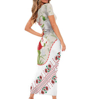 Baba Marta Bulgaria Family Matching Short Sleeve Bodycon Dress and Hawaiian Shirt Martenitsa Snowdrop Shevitsa Folk Pattern