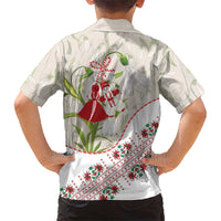 Baba Marta Bulgaria Family Matching Summer Maxi Dress and Hawaiian Shirt Martenitsa Snowdrop Shevitsa Folk Pattern