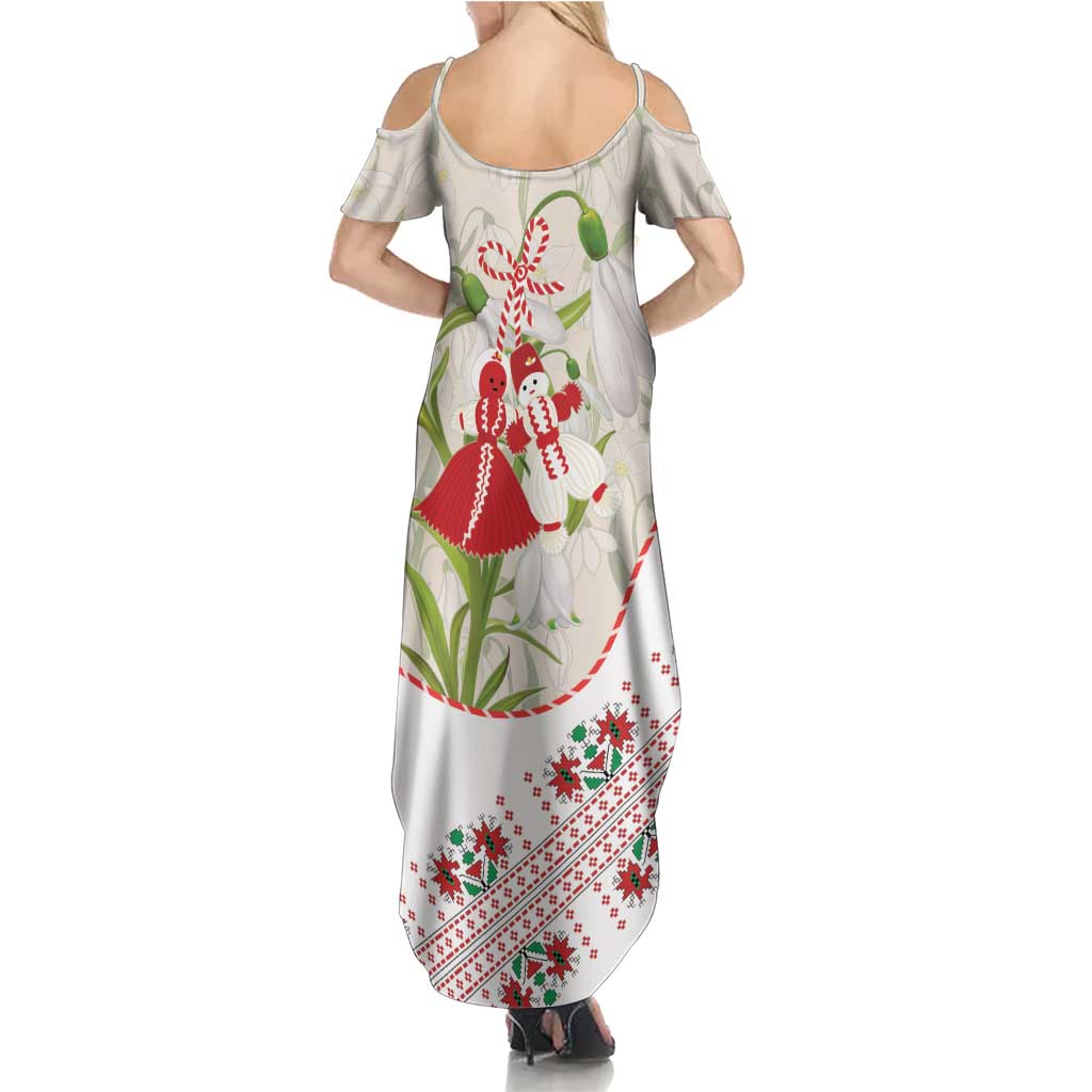 Baba Marta Bulgaria Family Matching Summer Maxi Dress and Hawaiian Shirt Martenitsa Snowdrop Shevitsa Folk Pattern