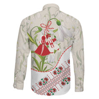 Baba Marta Bulgaria Family Matching Tank Maxi Dress and Hawaiian Shirt Martenitsa Snowdrop Shevitsa Folk Pattern
