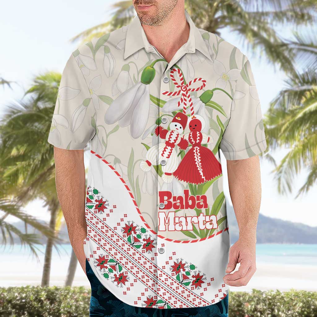 Baba Marta Bulgaria Hawaiian Shirt Martenitsa Snowdrop Shevitsa Folk Pattern