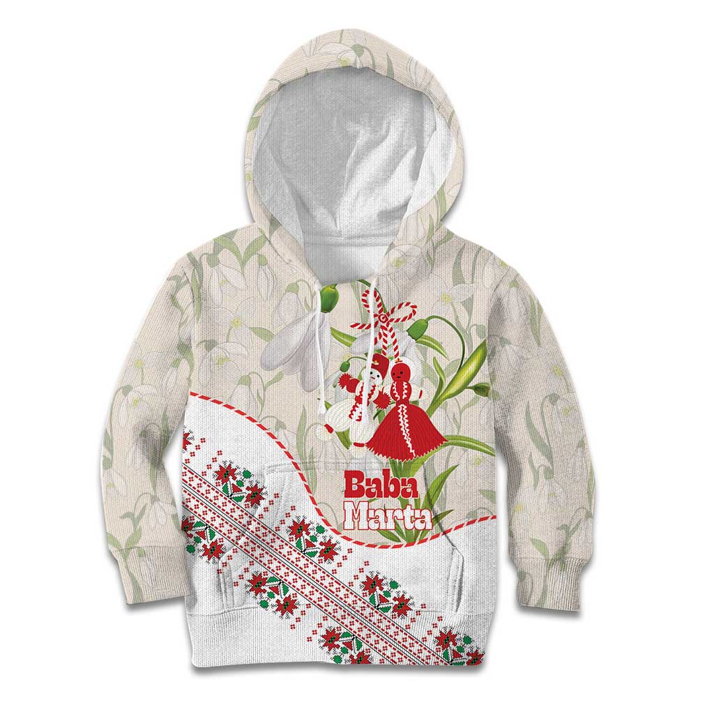 Baba Marta Bulgaria Kid Hoodie Martenitsa Snowdrop Shevitsa Folk Pattern