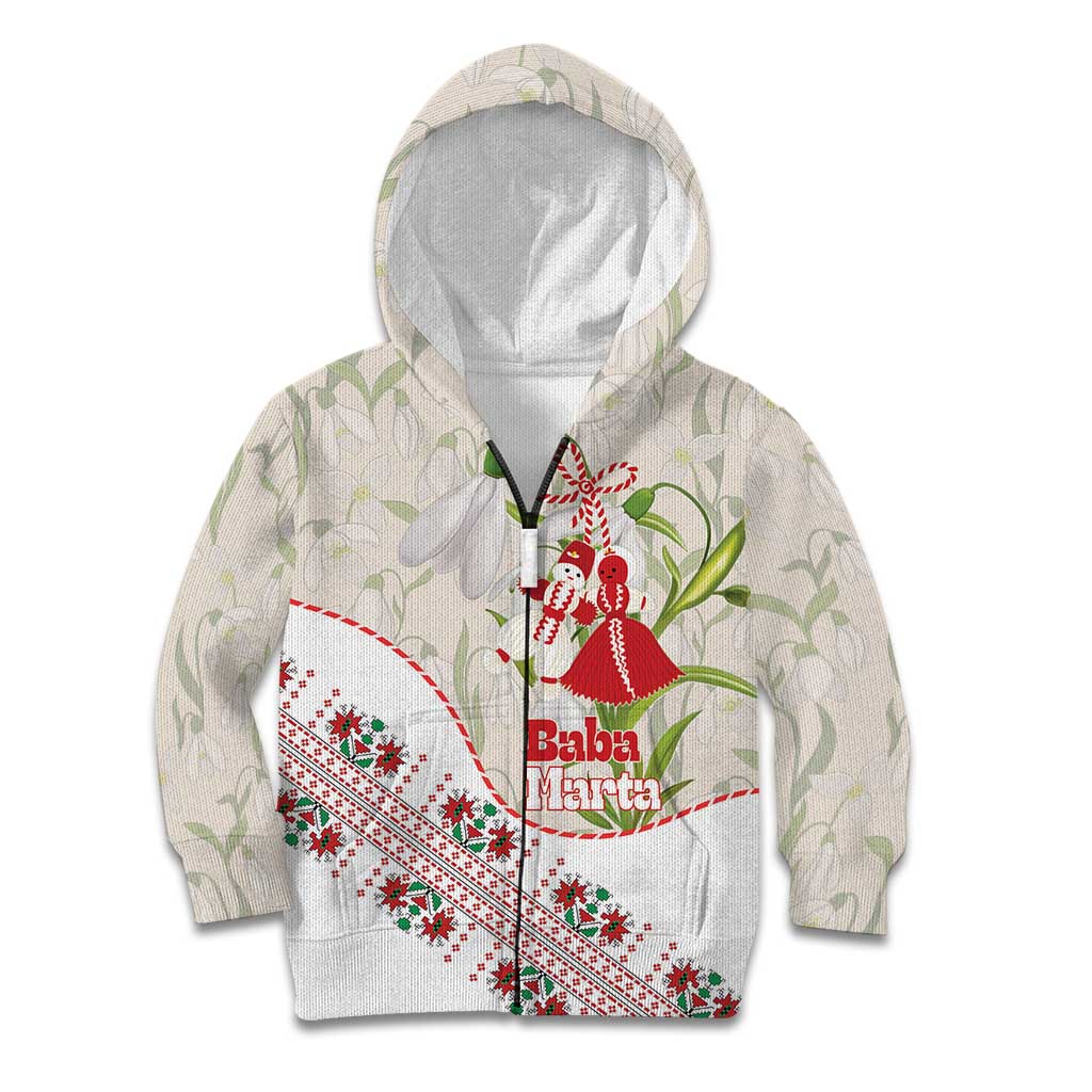 Baba Marta Bulgaria Kid Hoodie Martenitsa Snowdrop Shevitsa Folk Pattern