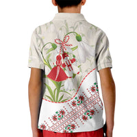 Baba Marta Bulgaria Kid Polo Shirt Martenitsa Snowdrop Shevitsa Folk Pattern