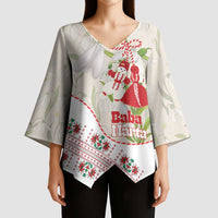 Baba Marta Bulgaria Kimono Sleeve Blouse Martenitsa Snowdrop Shevitsa Folk Pattern