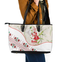 Baba Marta Bulgaria Leather Tote Bag Martenitsa Snowdrop Shevitsa Folk Pattern